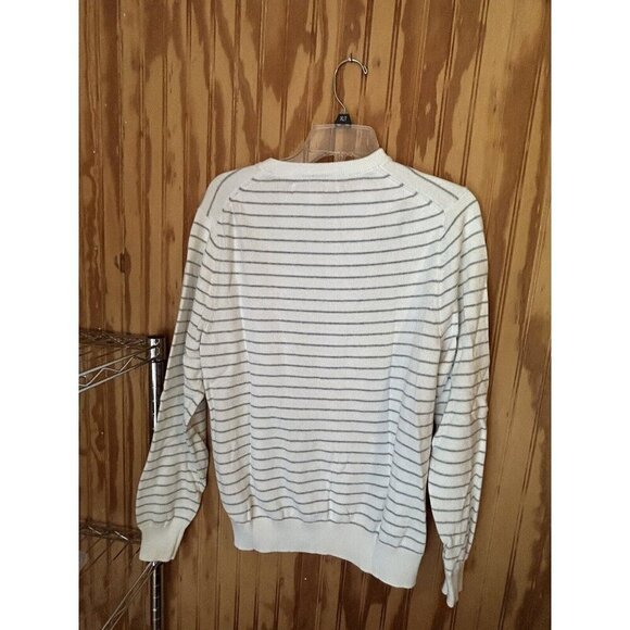 Amazon Essentials Mens Long Sleeve 100% Cotton V-Neck Sweater Size S White/Gray - Picture 6 of 6